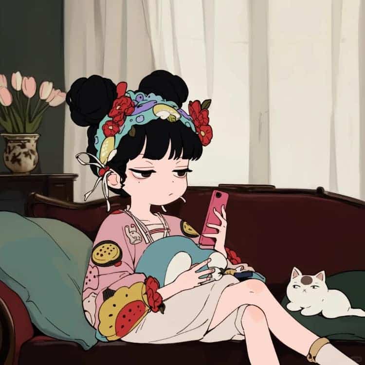 适合夏天的摆烂女生卡通闺蜜头像_18