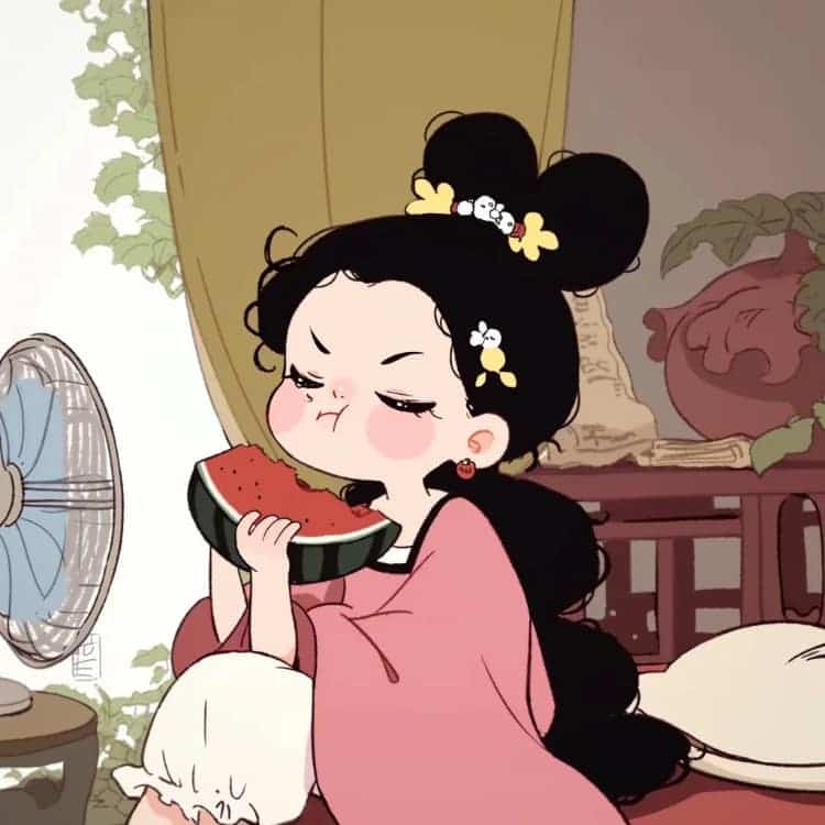 适合夏天的摆烂女生卡通闺蜜头像_21