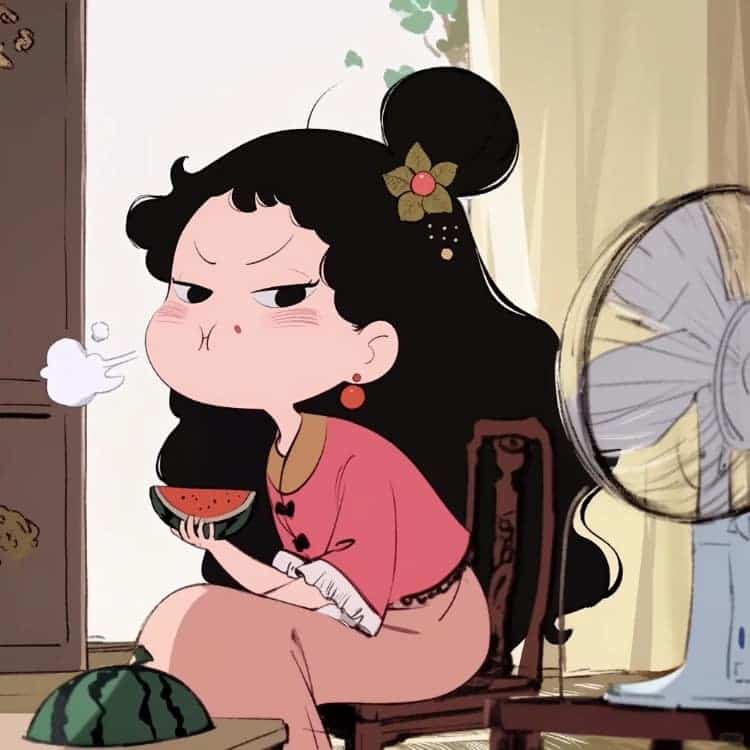 适合夏天的摆烂女生卡通闺蜜头像_23