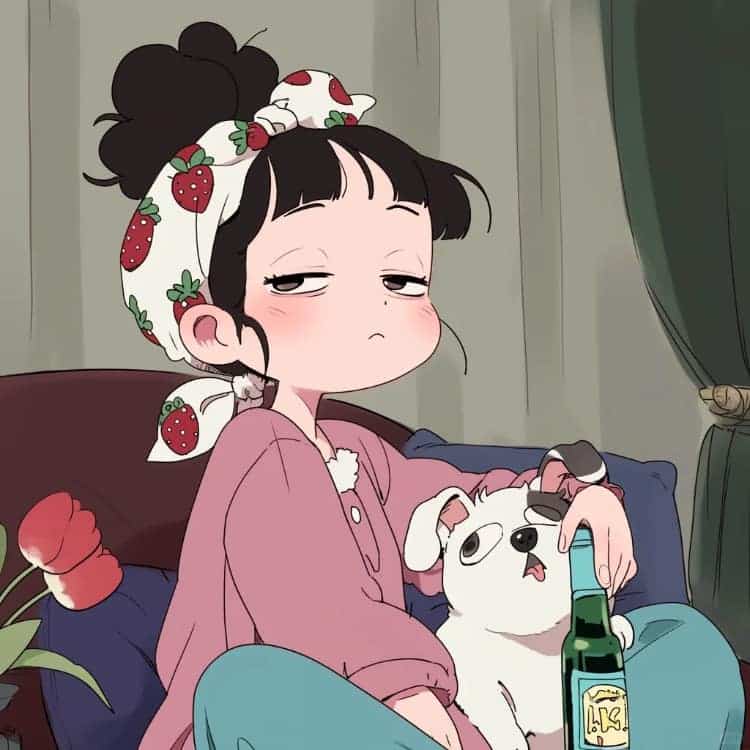 适合夏天的摆烂女生卡通闺蜜头像_32