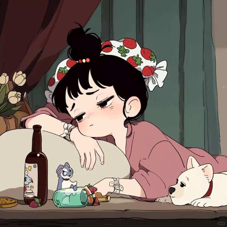适合夏天的摆烂女生卡通闺蜜头像_33