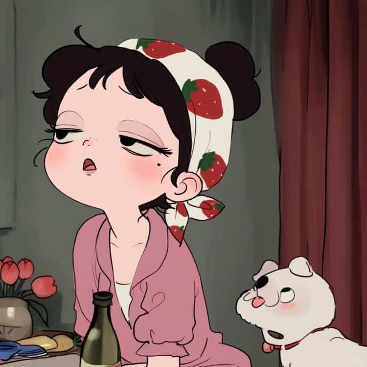 适合夏天的摆烂女生卡通闺蜜头像_35
