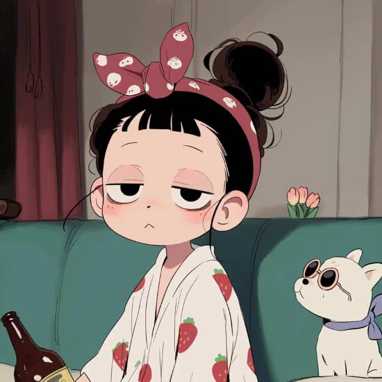 适合夏天的摆烂女生卡通闺蜜头像_36