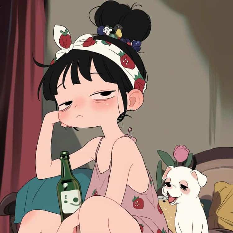 适合夏天的摆烂女生卡通闺蜜头像_37