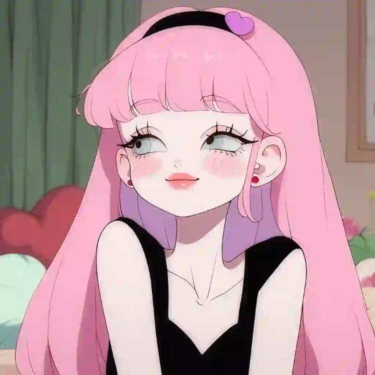 AI动漫少女心粉色头发女孩闺蜜头像_1