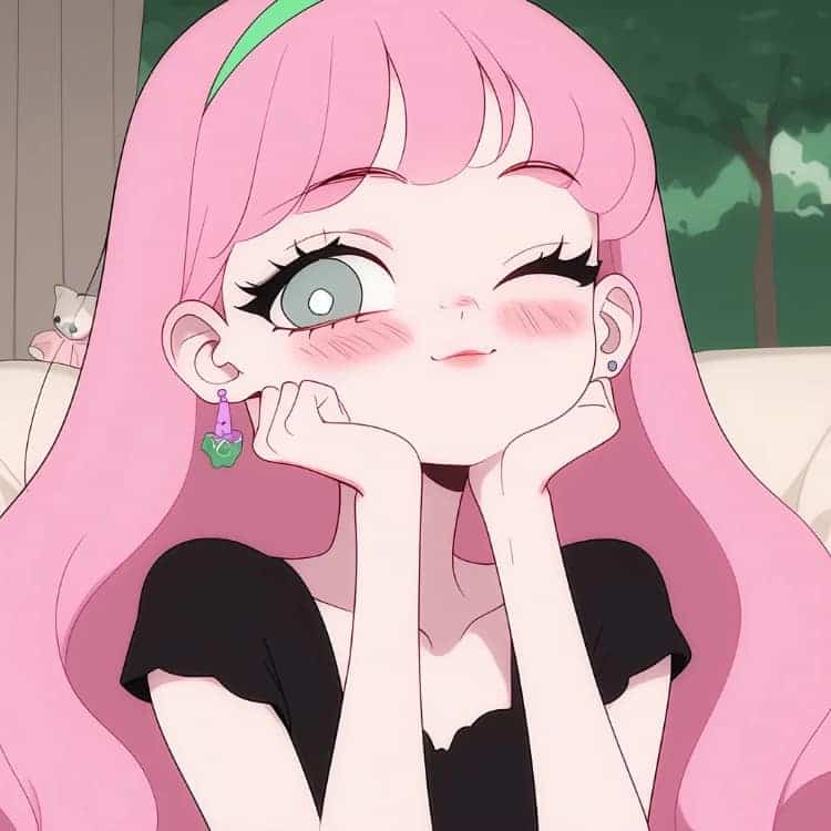 AI动漫少女心粉色头发女孩闺蜜头像_2