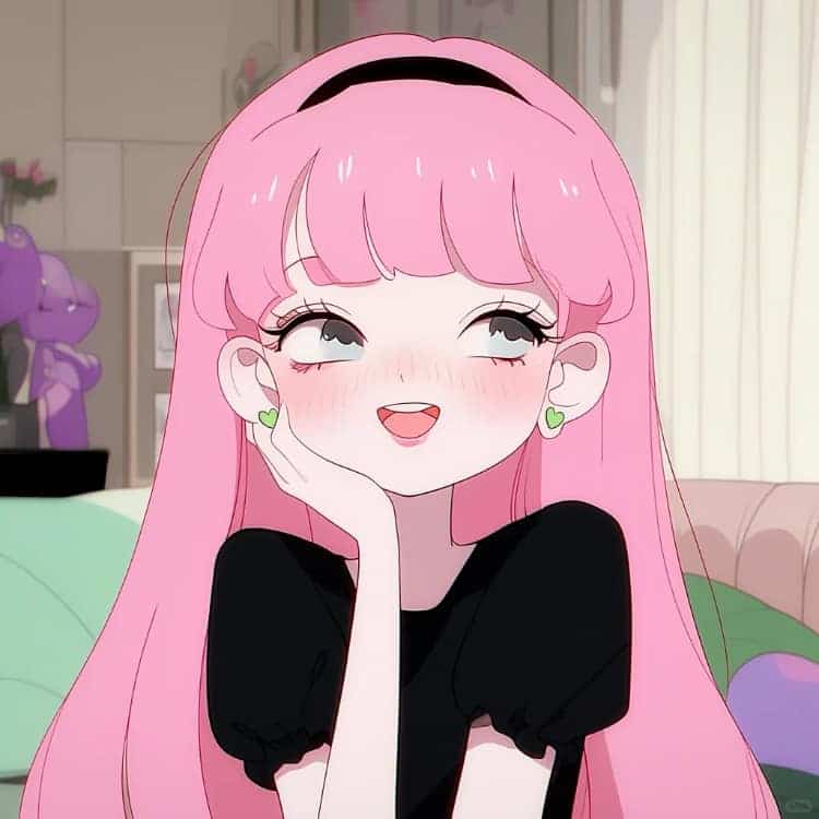 AI动漫少女心粉色头发女孩闺蜜头像_3