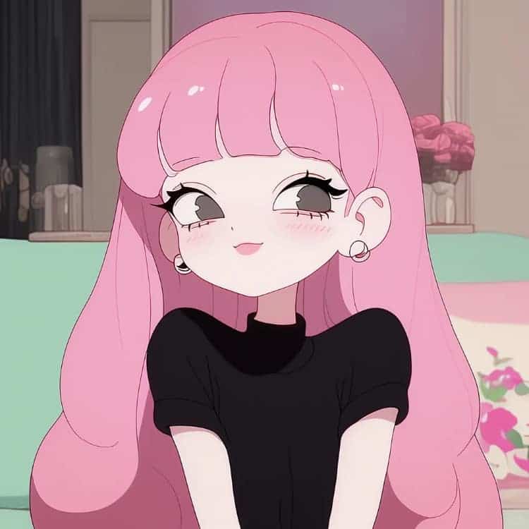 AI动漫少女心粉色头发女孩闺蜜头像_4