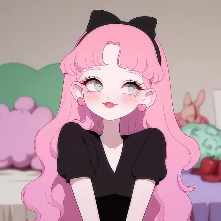 AI动漫少女心粉色头发女孩闺蜜头像_6