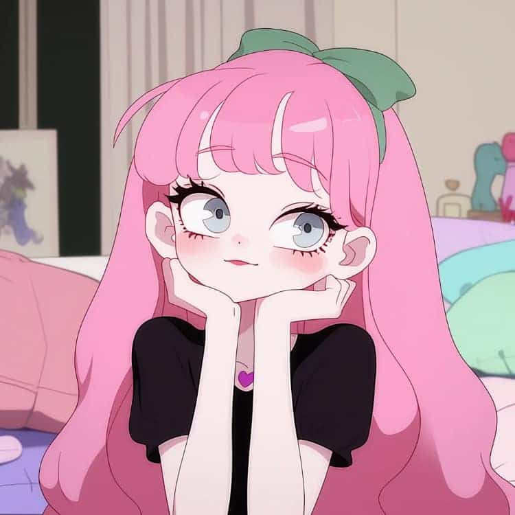 AI动漫少女心粉色头发女孩闺蜜头像_7