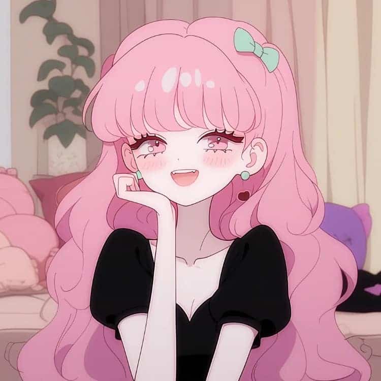 AI动漫少女心粉色头发女孩闺蜜头像_8
