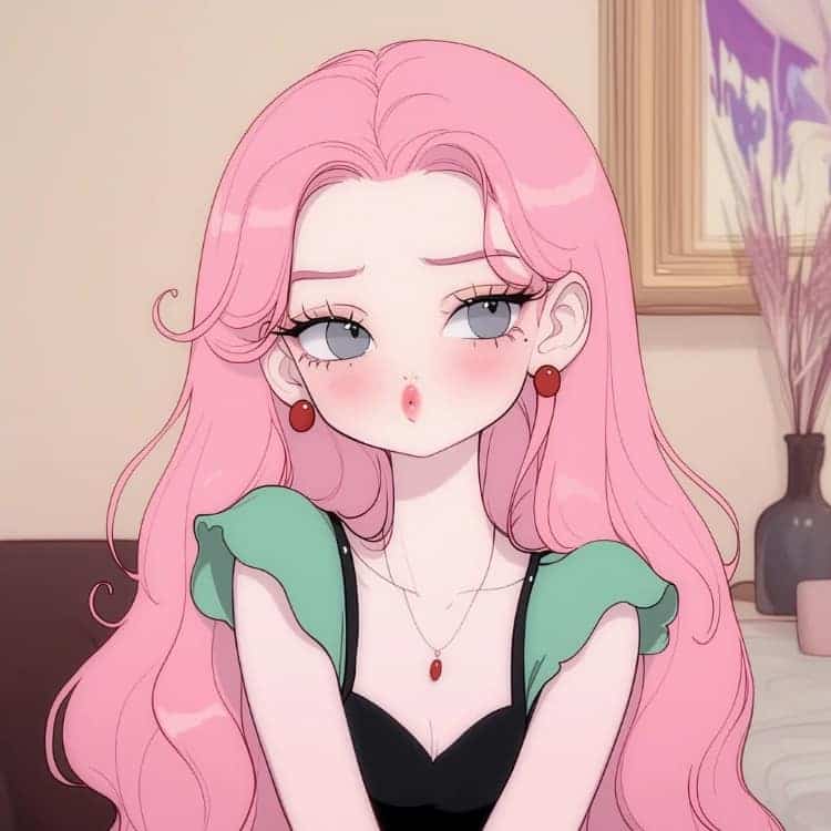 AI动漫少女心粉色头发女孩闺蜜头像_11