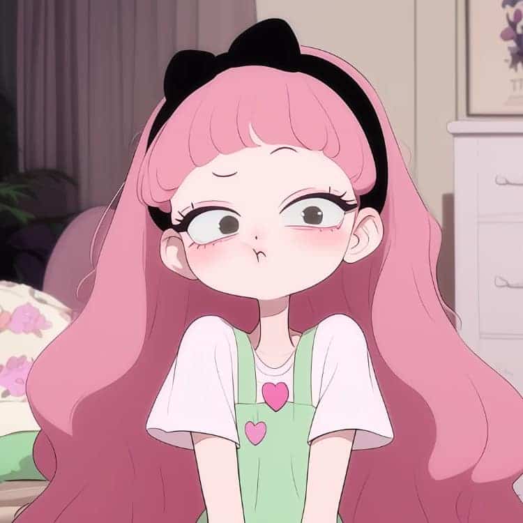 AI动漫少女心粉色头发女孩闺蜜头像_12