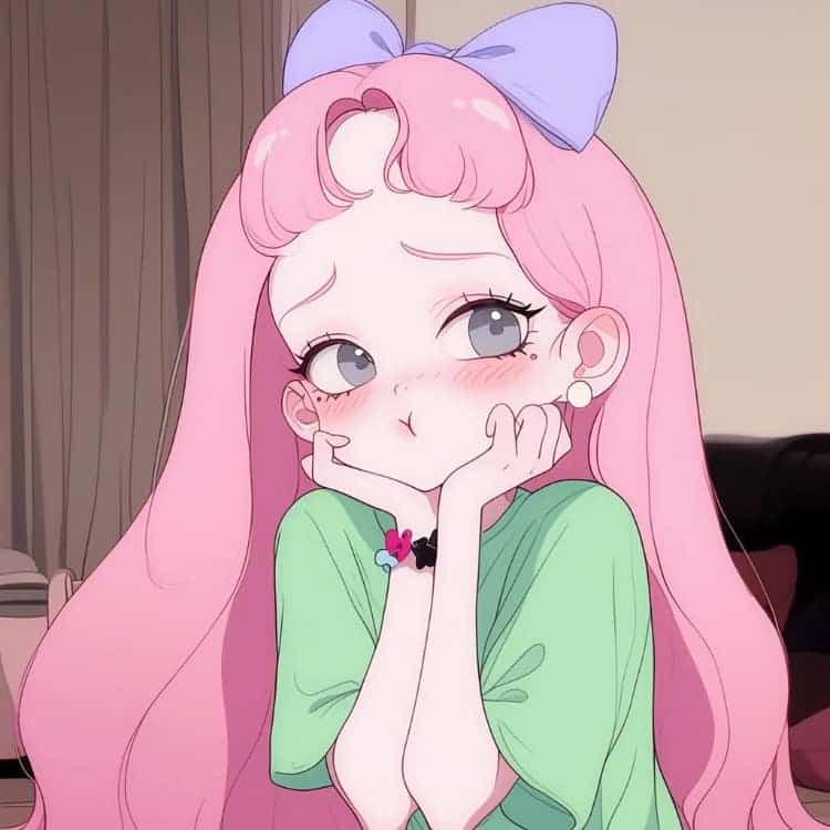 AI动漫少女心粉色头发女孩闺蜜头像_13