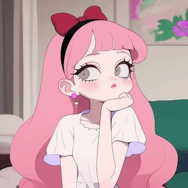 AI动漫少女心粉色头发女孩闺蜜头像_15