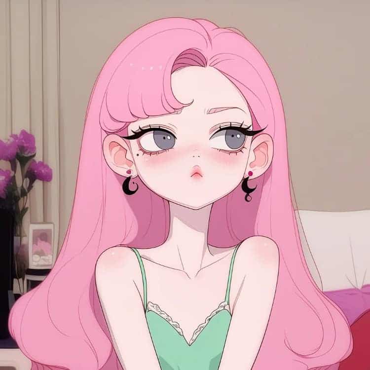 AI动漫少女心粉色头发女孩闺蜜头像_16