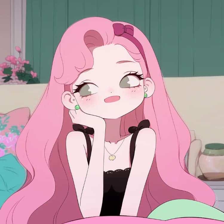 AI动漫少女心粉色头发女孩闺蜜头像_17