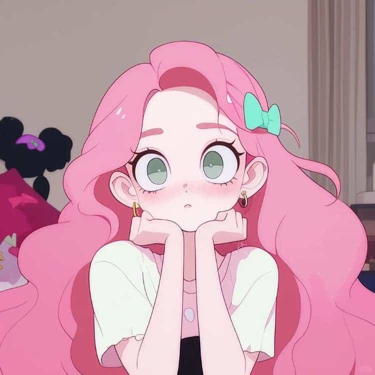 AI动漫少女心粉色头发女孩闺蜜头像_20