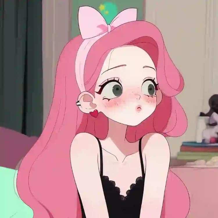 AI动漫少女心粉色头发女孩闺蜜头像_25