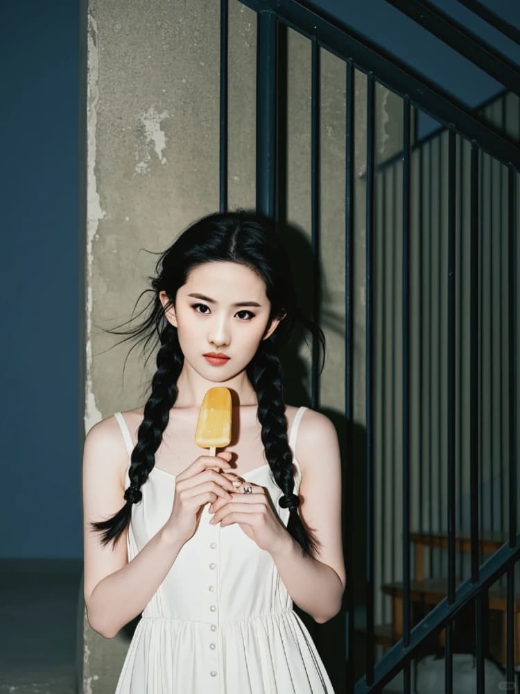 刘亦菲两个辫子双马尾AI绘画写真_3