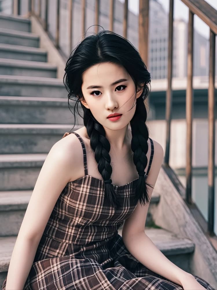 刘亦菲两个辫子双马尾AI绘画写真_7