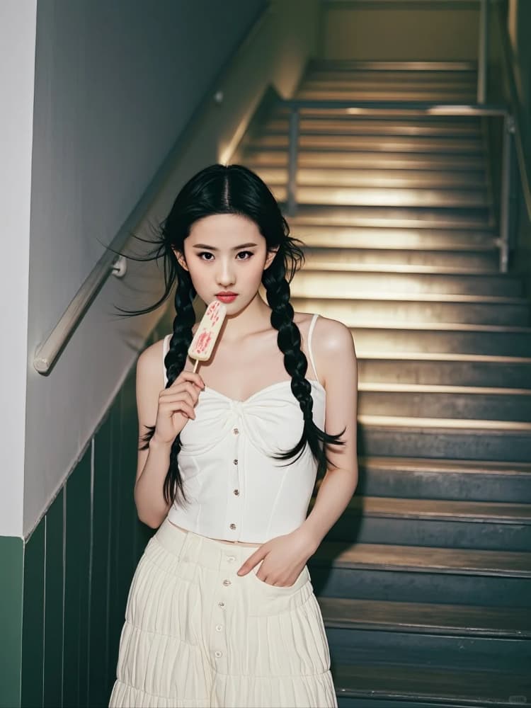 刘亦菲两个辫子双马尾AI绘画写真_10