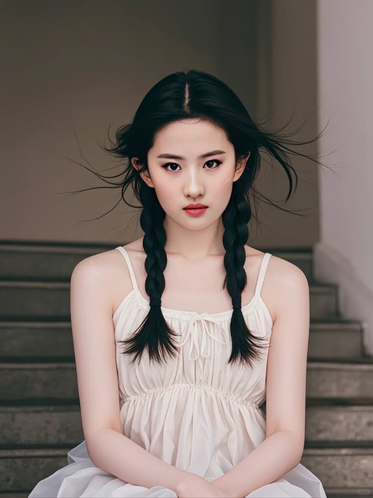 刘亦菲两个辫子双马尾AI绘画写真_12
