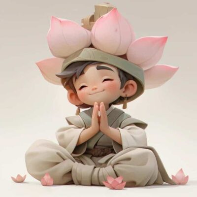 头顶莲花佛系小男孩AI男生头像