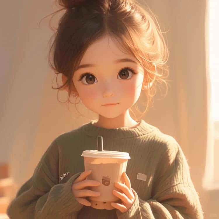 感性成熟女生一个人喝咖啡的AI微信头像_4