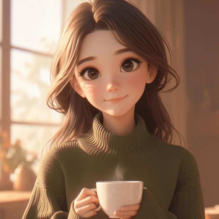 感性成熟女生一个人喝咖啡的AI微信头像_6