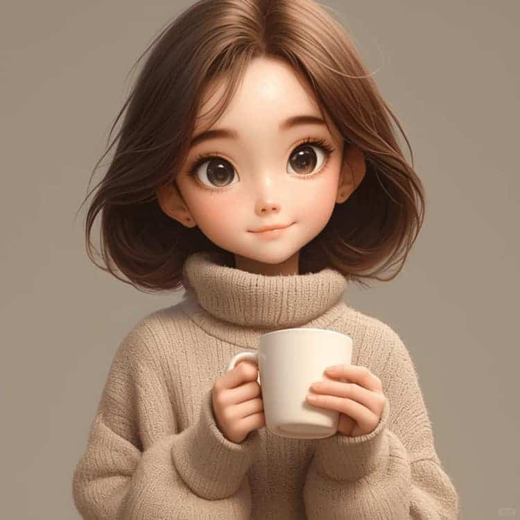 感性成熟女生一个人喝咖啡的AI微信头像_7