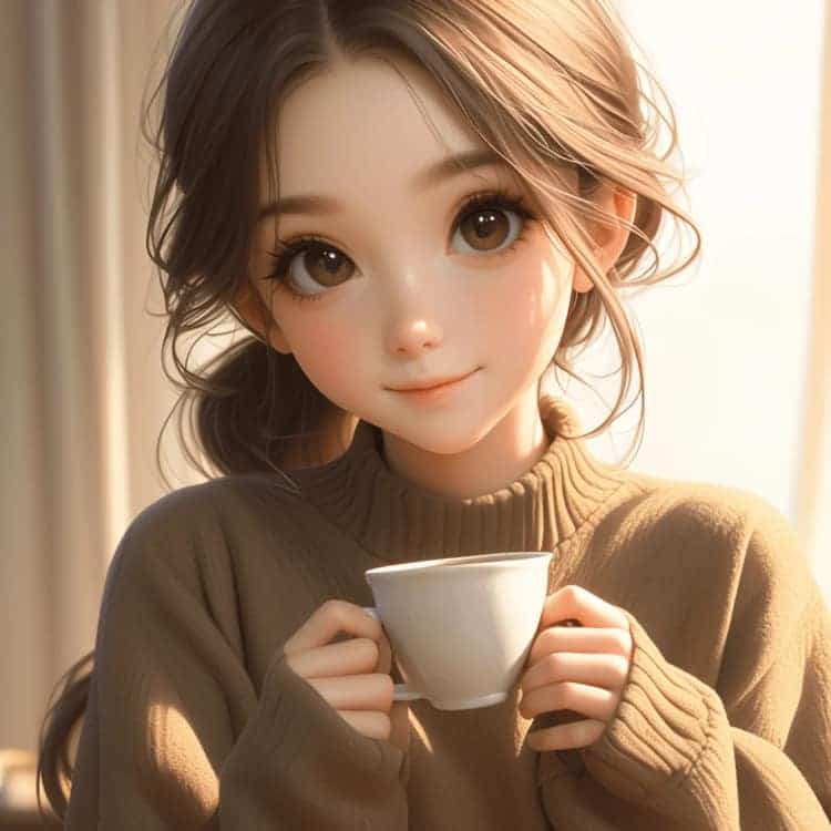 感性成熟女生一个人喝咖啡的AI微信头像_10