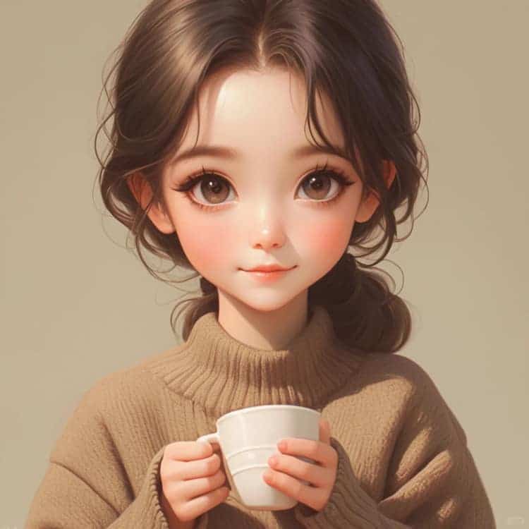 感性成熟女生一个人喝咖啡的AI微信头像_12