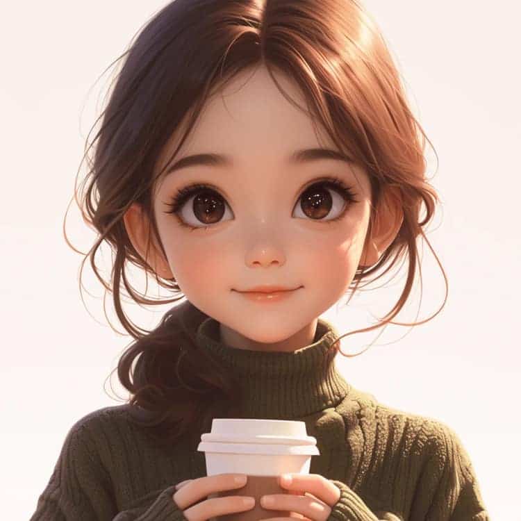 感性成熟女生一个人喝咖啡的AI微信头像_13