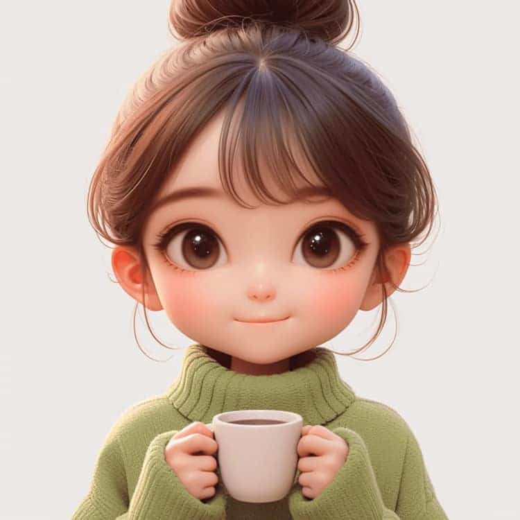 感性成熟女生一个人喝咖啡的AI微信头像_15