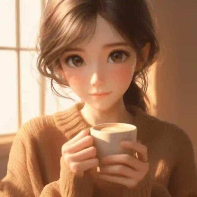 感性成熟女生一个人喝咖啡的AI微信头像