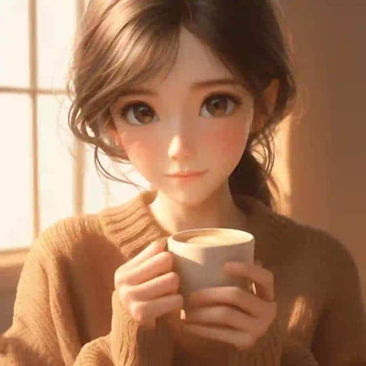 感性成熟女生一个人喝咖啡的AI微信头像_17