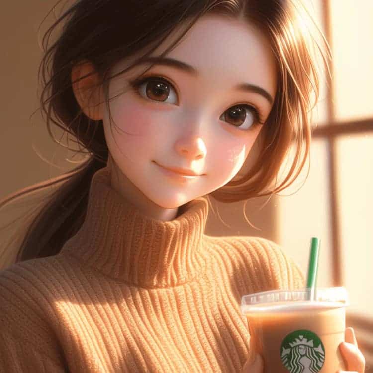 感性成熟女生一个人喝咖啡的AI微信头像_18