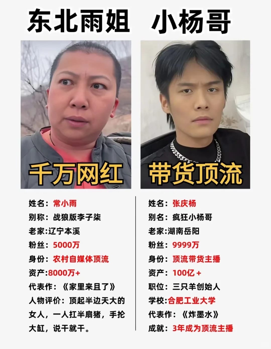 东北雨姐和小杨哥对比图谁厉害_1