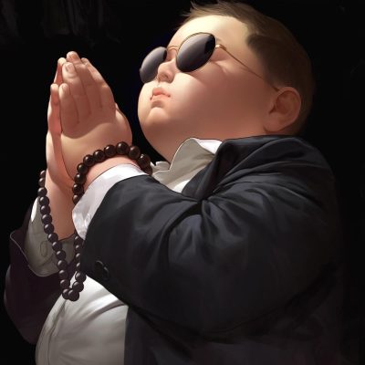 远离世俗男生作揖戴手串个性AI头像