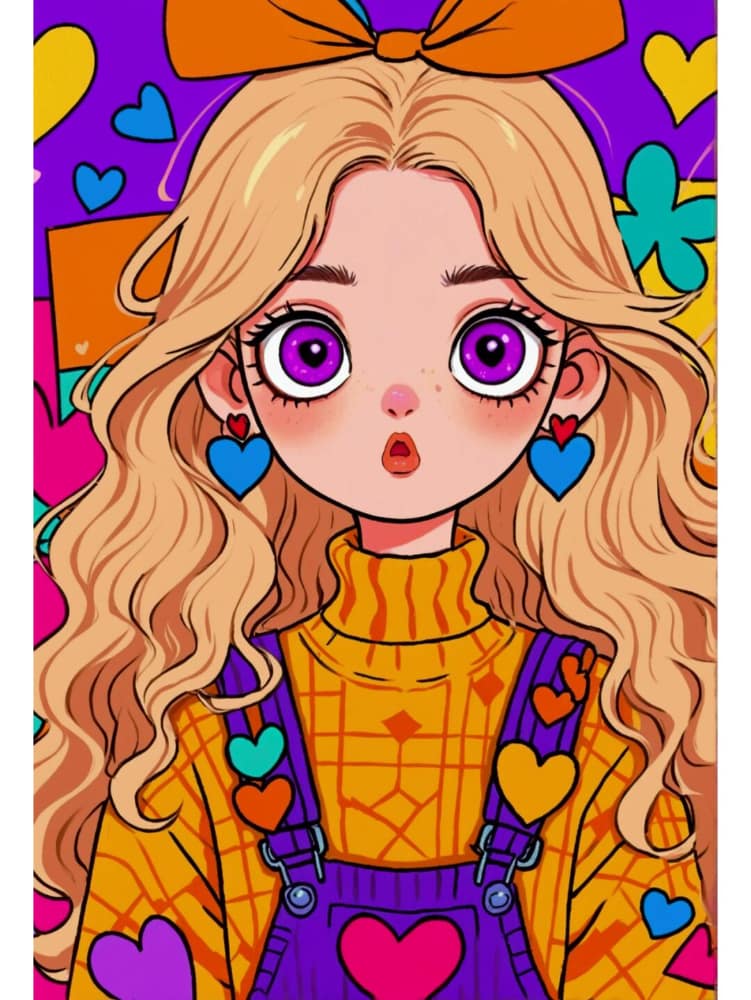 印花图案爱心大眼睛少女可爱二次元图片_9