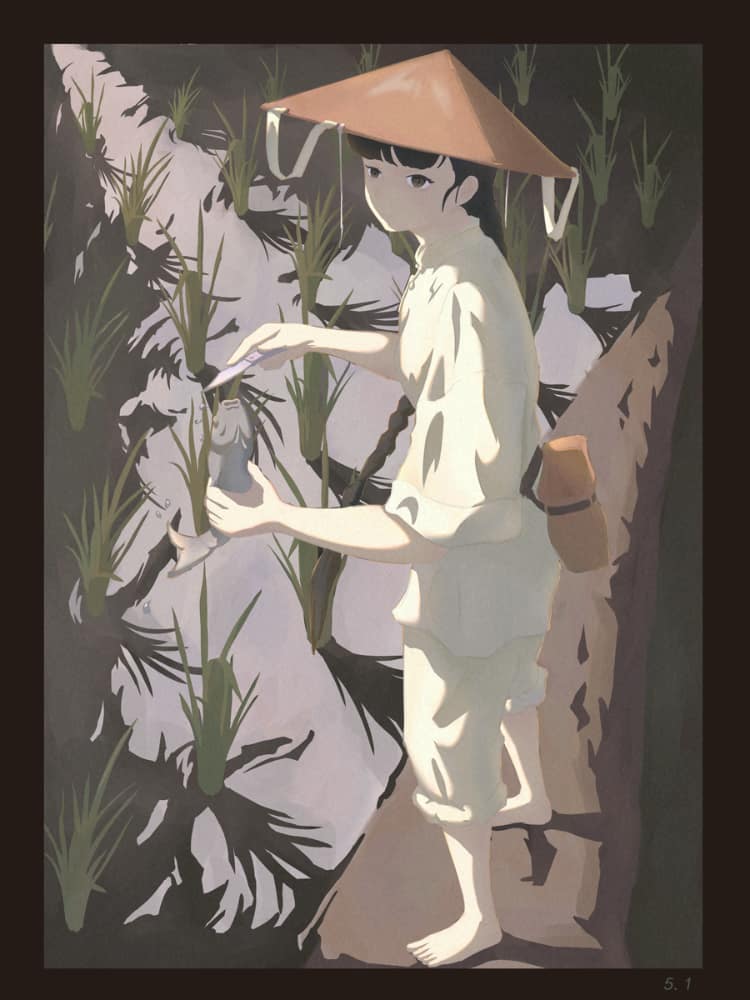 原创国漫美女插秧图片_1