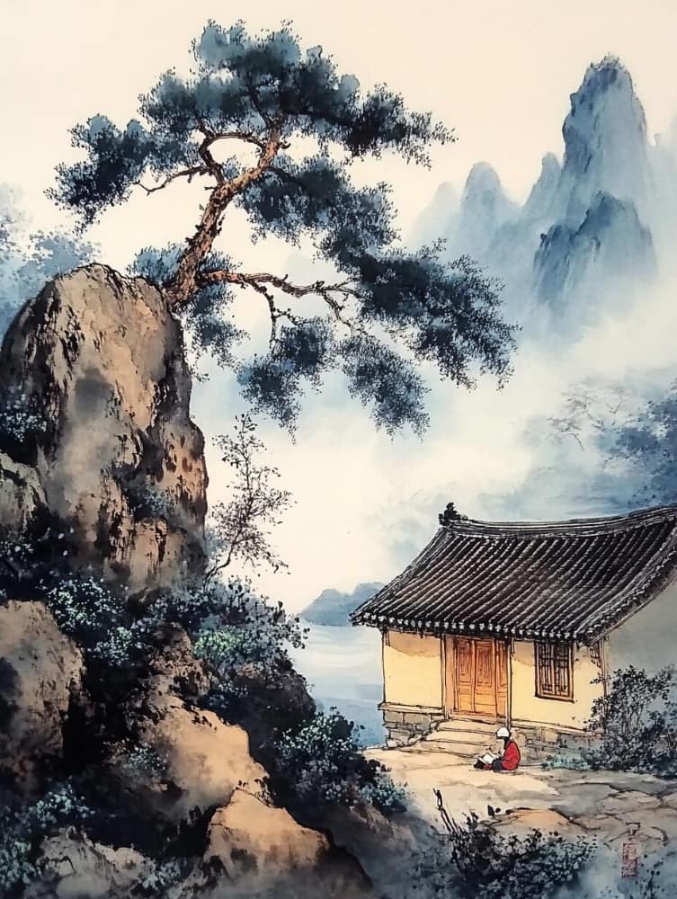 女人幸运又聚财的图片山水画_4
