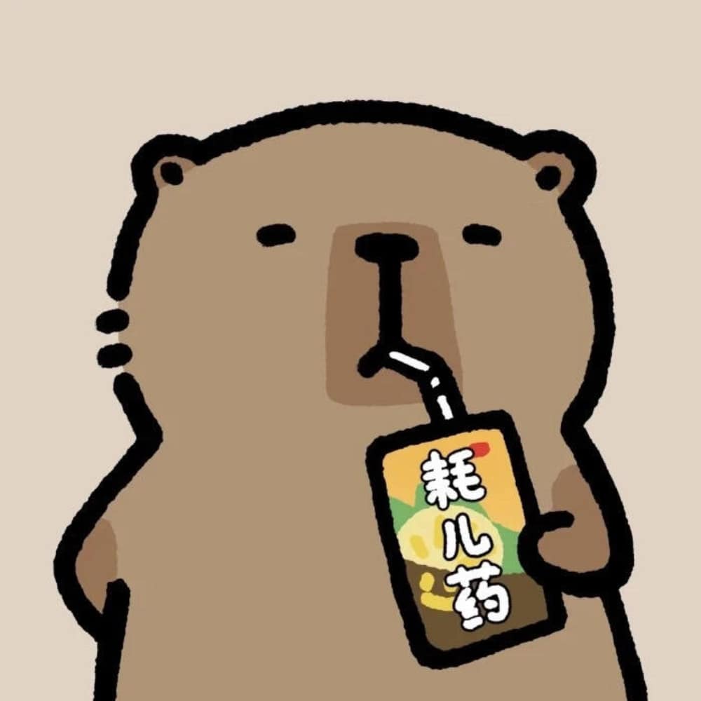 水豚卡皮巴拉简单线条卡通可爱头像_5