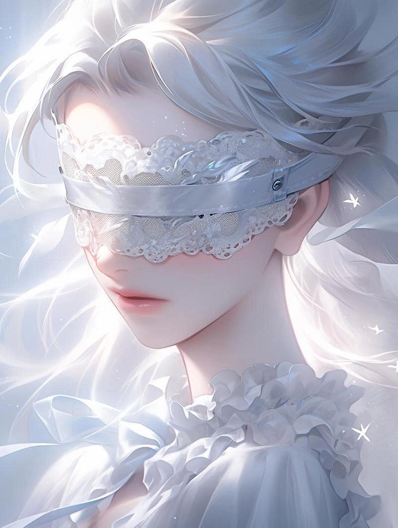 AI绘制蒙眼睛图片女伤感唯美_2