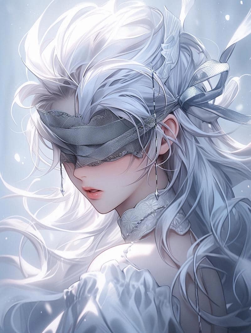 AI绘制蒙眼睛图片女伤感唯美_3