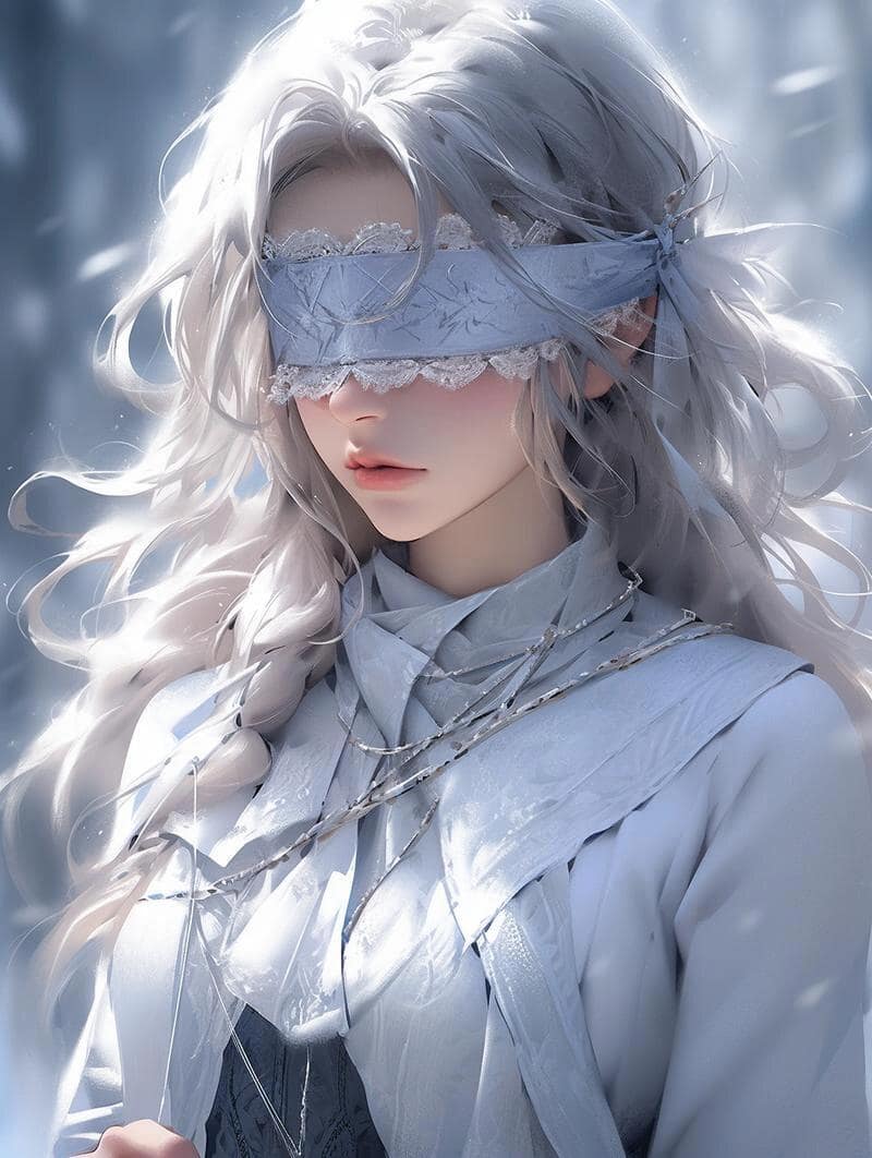 AI绘制蒙眼睛图片女伤感唯美_4