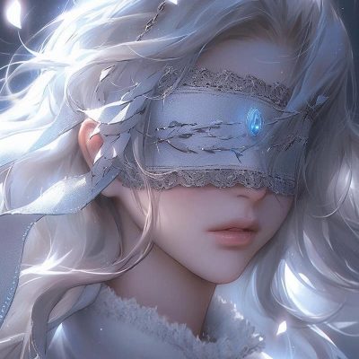 AI绘制蒙眼睛图片女伤感唯美