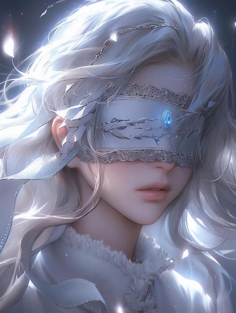 AI绘制蒙眼睛图片女伤感唯美_5