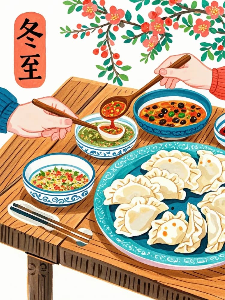 冬至吃饺子团员插画风朋友圈配图_6